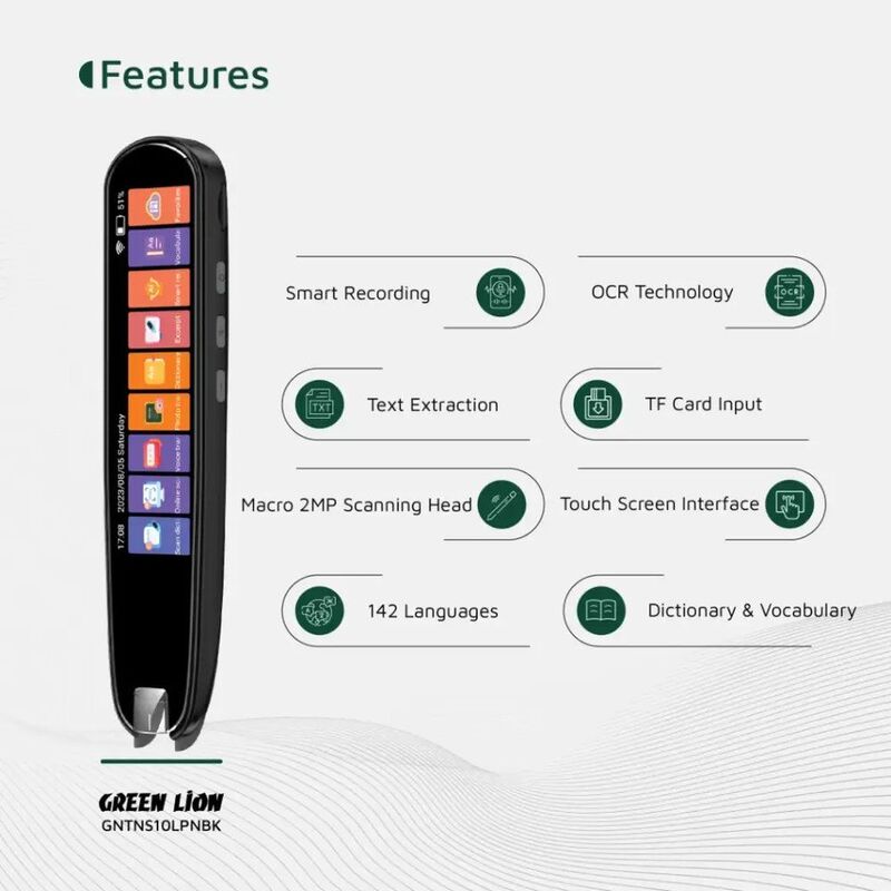 Green Lion 3 Mode Translation Pen 142 Languages - Black