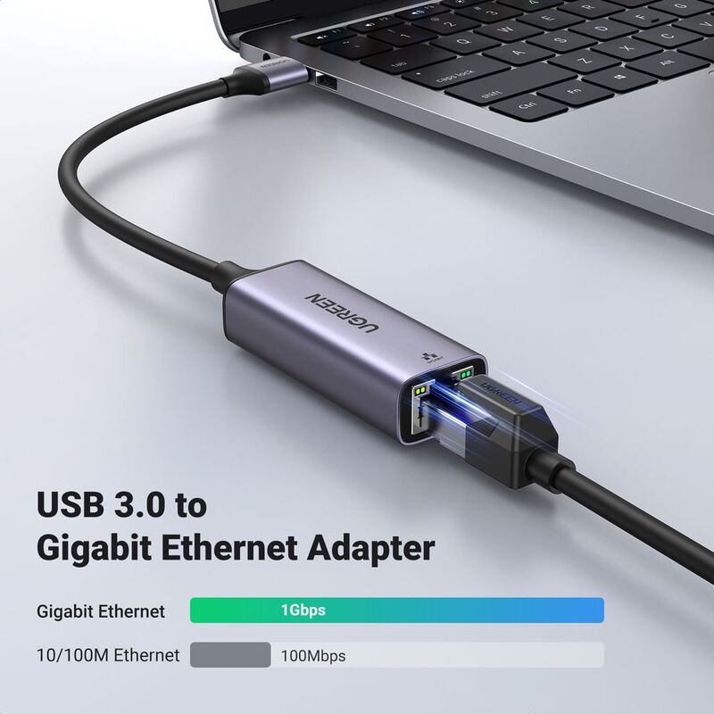 UGREEN USB 3.0 Gigabit Ethernet Network Adapter - Space Gray UGREEN USB 3.0 Gigabit Ethernet Network Adapter - Space Gray