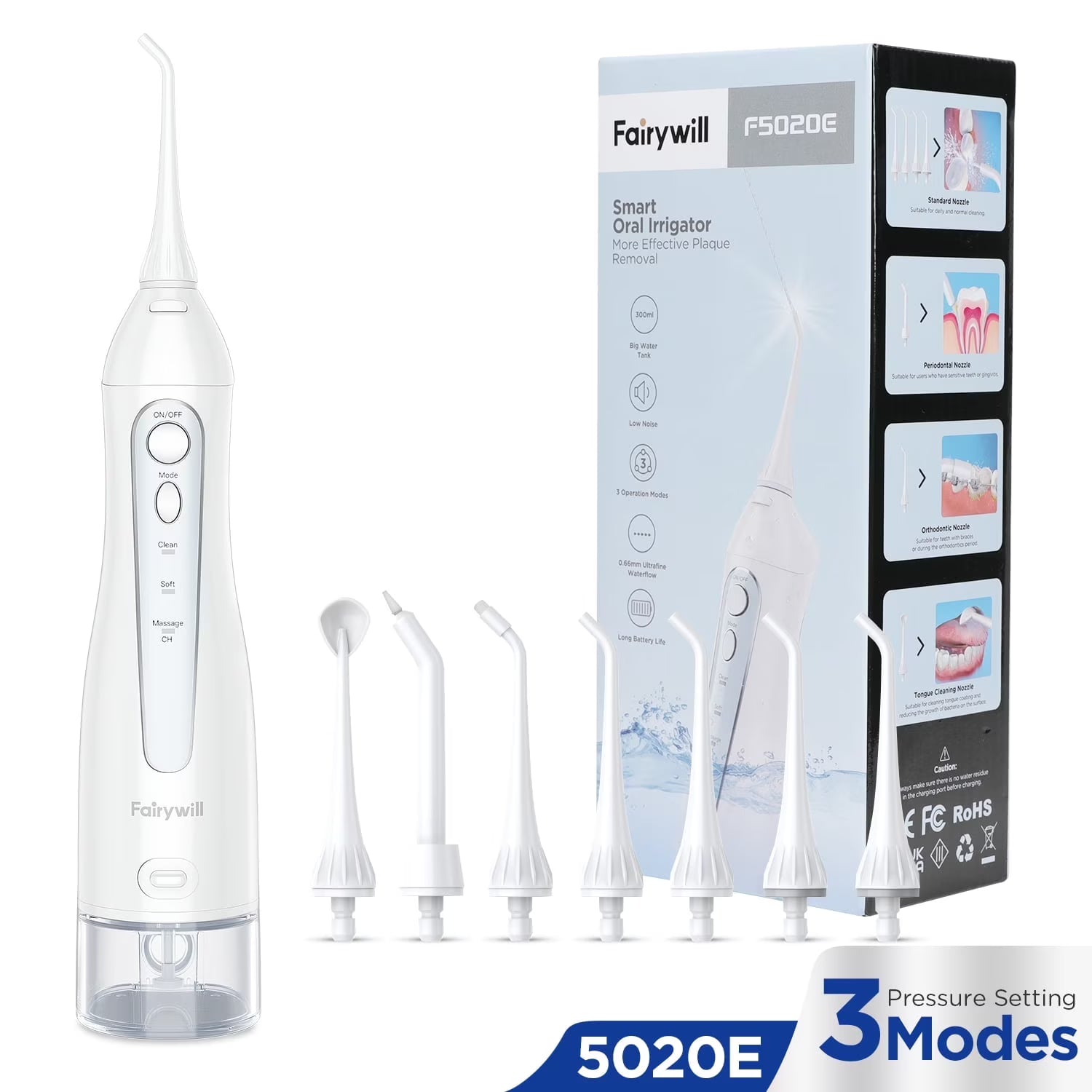 Fairywill Water Flosser Smart Oral Irrigator White 5020E-W