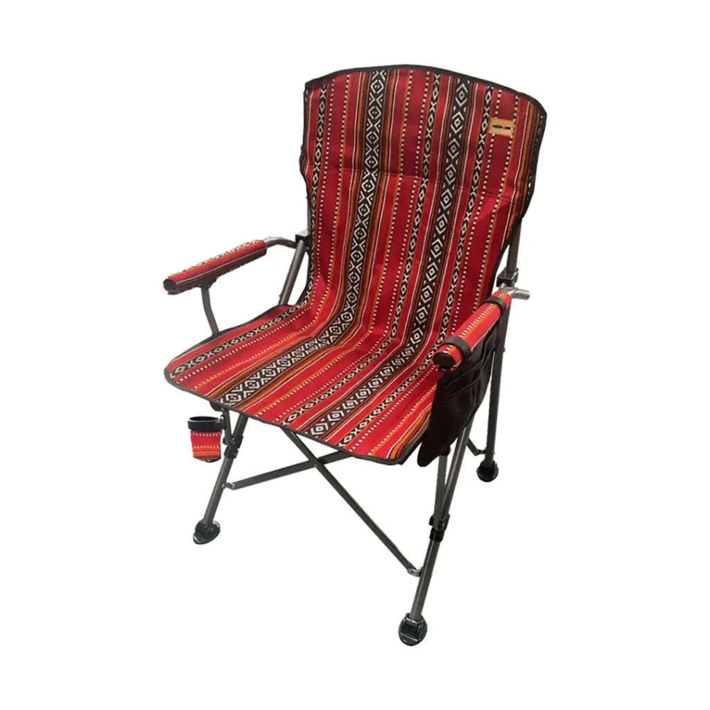 Green Lion Heritage Foldable Camping Chair Red – durable and comfortable outdoor chair available for delivery in Doha, Qatar.
