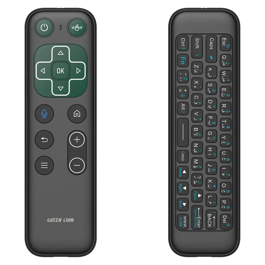 Green Lion Wireless Remote with Keyboard and Mouse in black color, available for online purchase and delivery in Doha, Qatar.