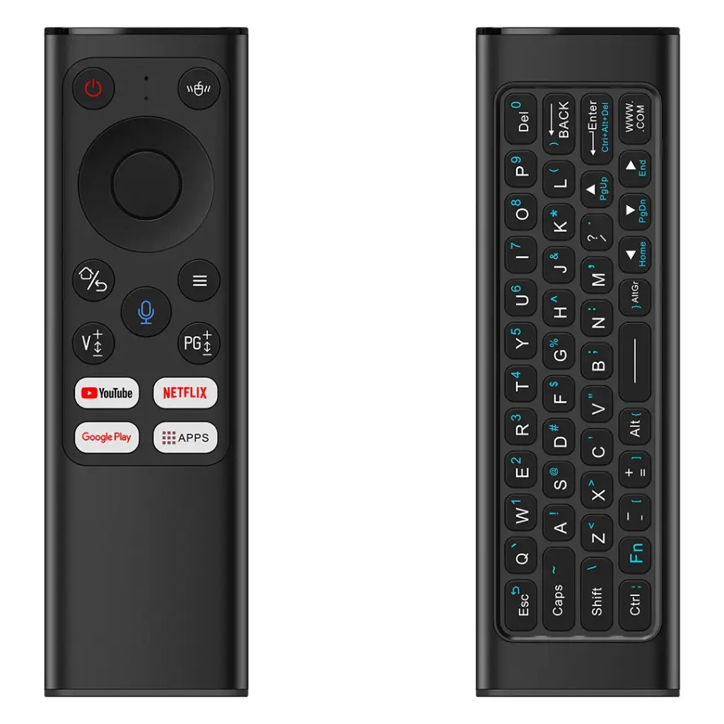 Green Lion Wireless Remote Pro in black with built-in keyboard and mouse, ideal for smart TVs and PCs, available for online shopping and delivery in Doha, Qatar.