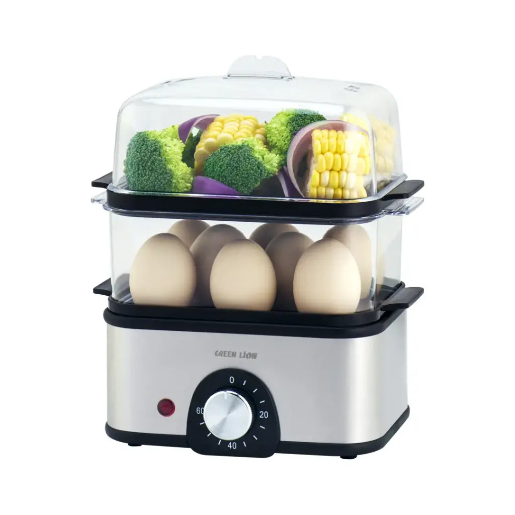 Green Lion 3-Tier Egg Cooker | Vegetable Steamer 500W - Gray