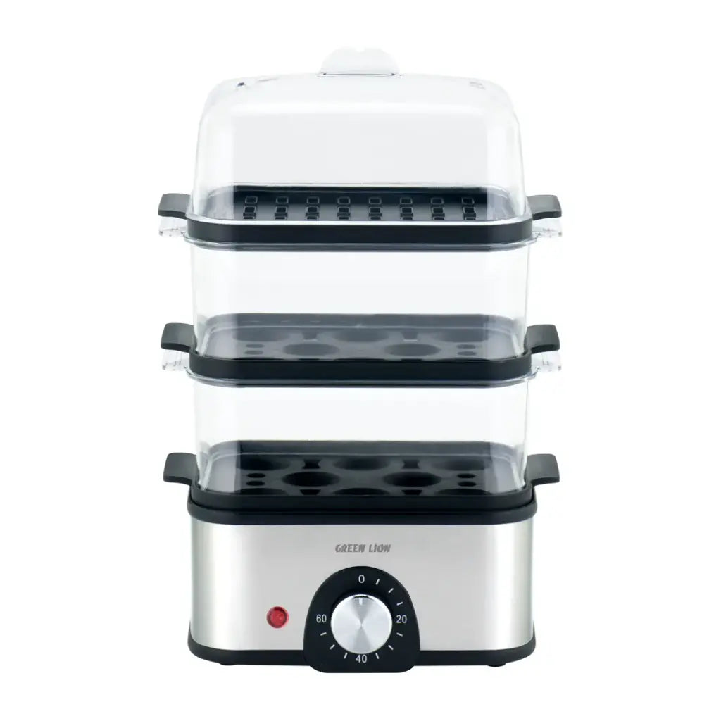 Green Lion 3-Tier Egg Cooker | Vegetable Steamer 500W - Gray