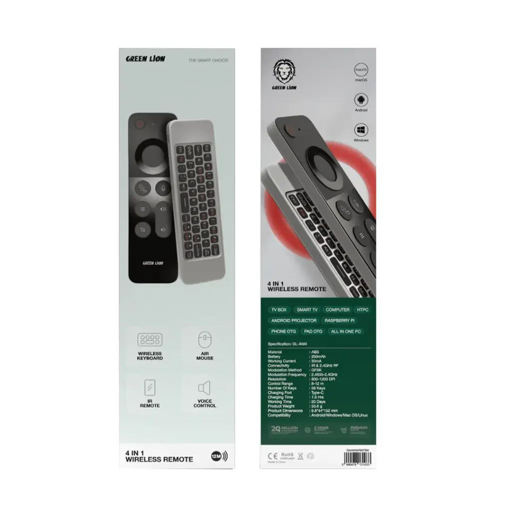 Green Lion 4 In 1 Wireless Remote With Keyboard - Black