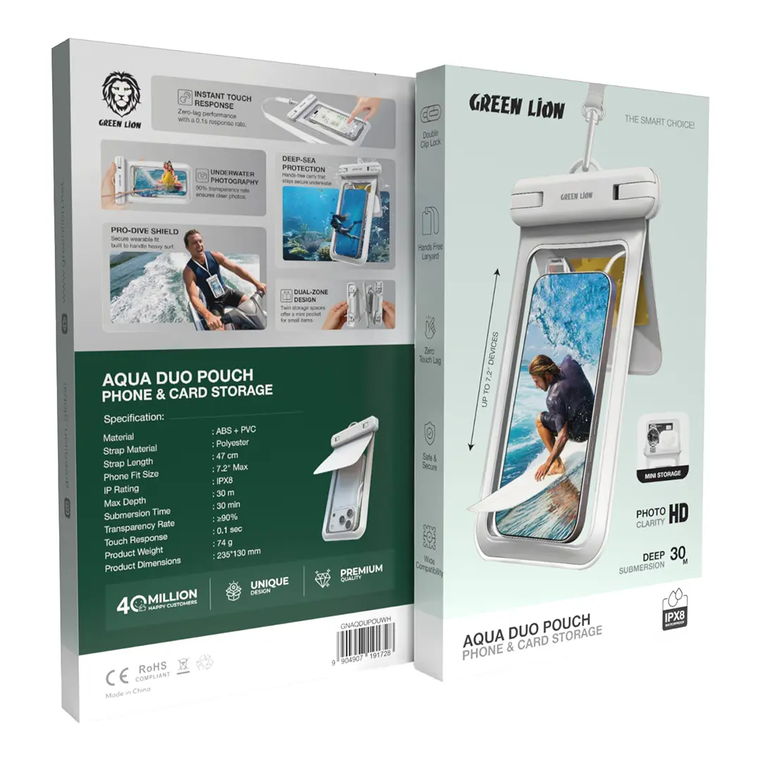 Green Lion AQUA DUO Phone & Card Storage Pouch | White