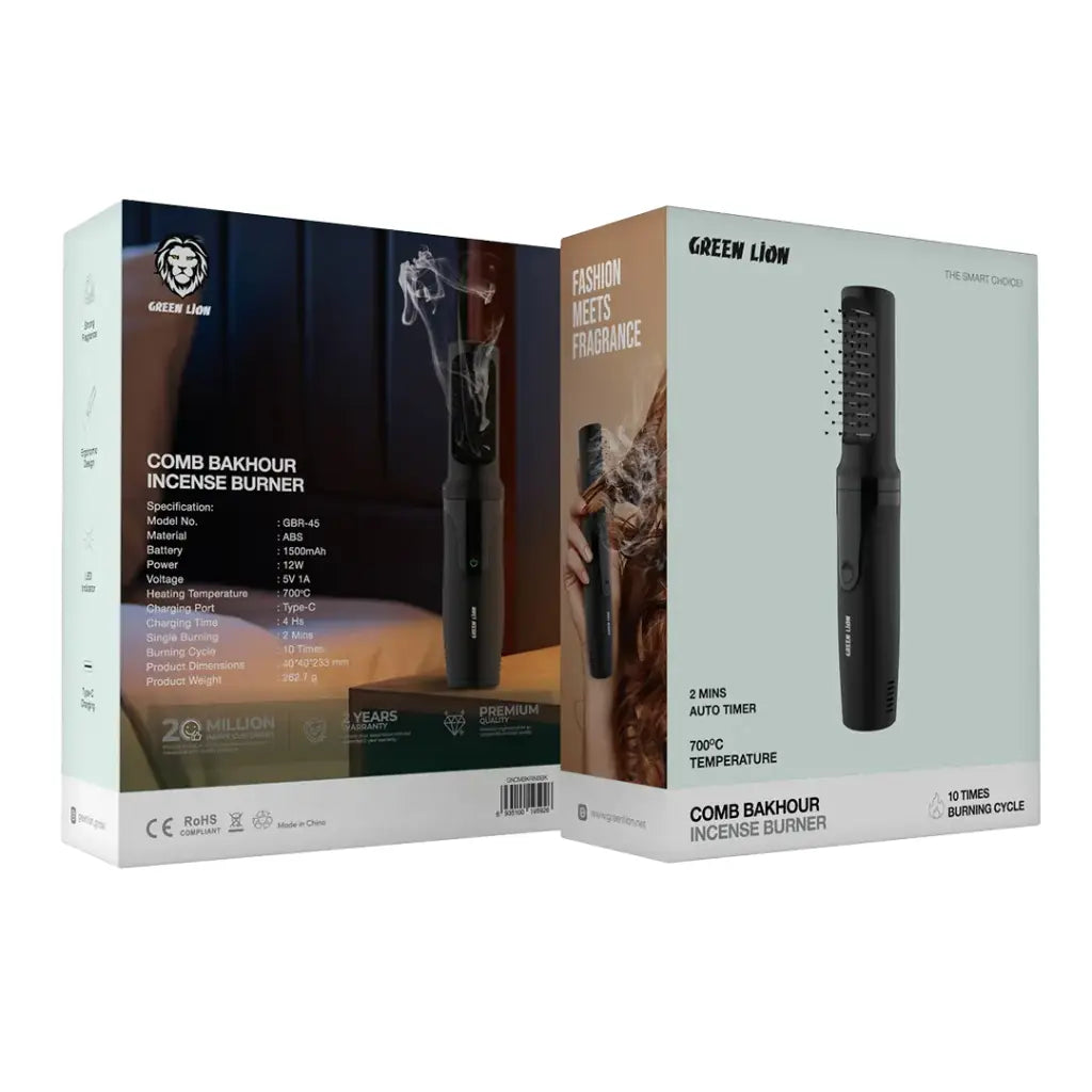 Green Lion Comb Bakhour Incense Burner - Black