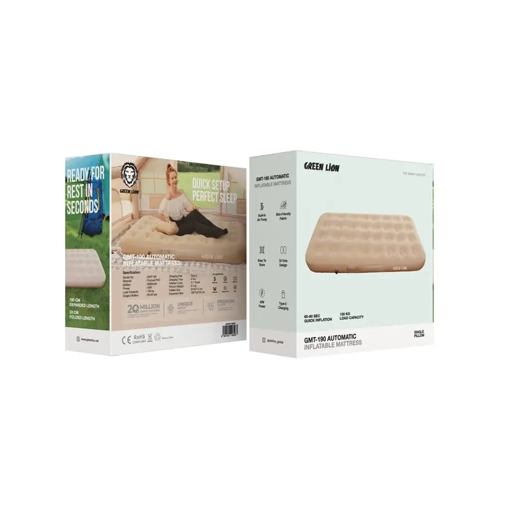 Green Lion Automatic Inflatable Mattress Camping GMT-190 – Beige Green Lion Automatic Inflatable Mattress Camping GMT-190 – Beige