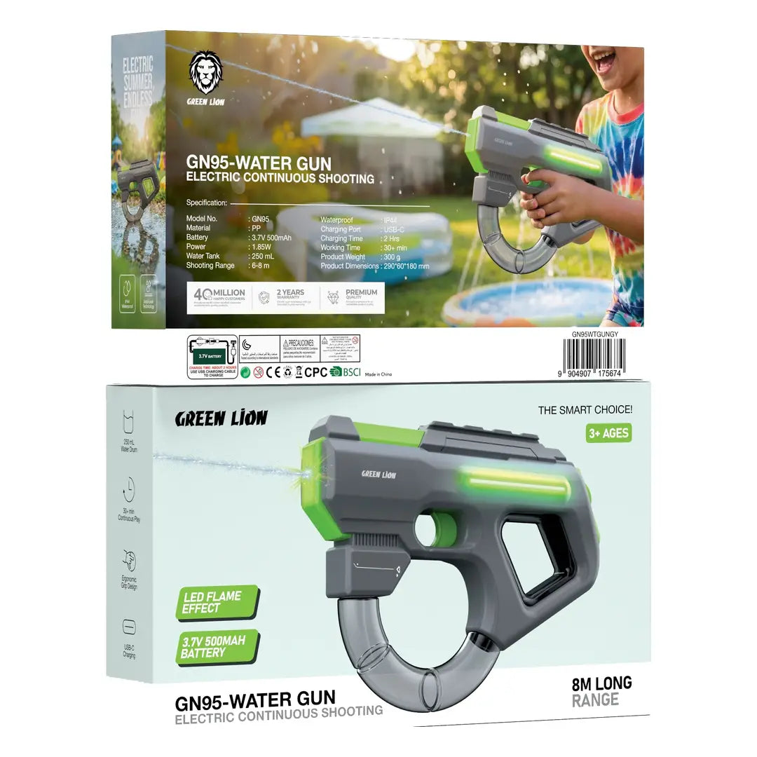 Green Lion GN95 Electric Continuous Shooting Water Gun - Gray