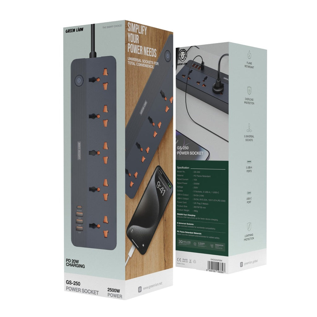Green Lion GS-250 Power Socket 2500W | Black