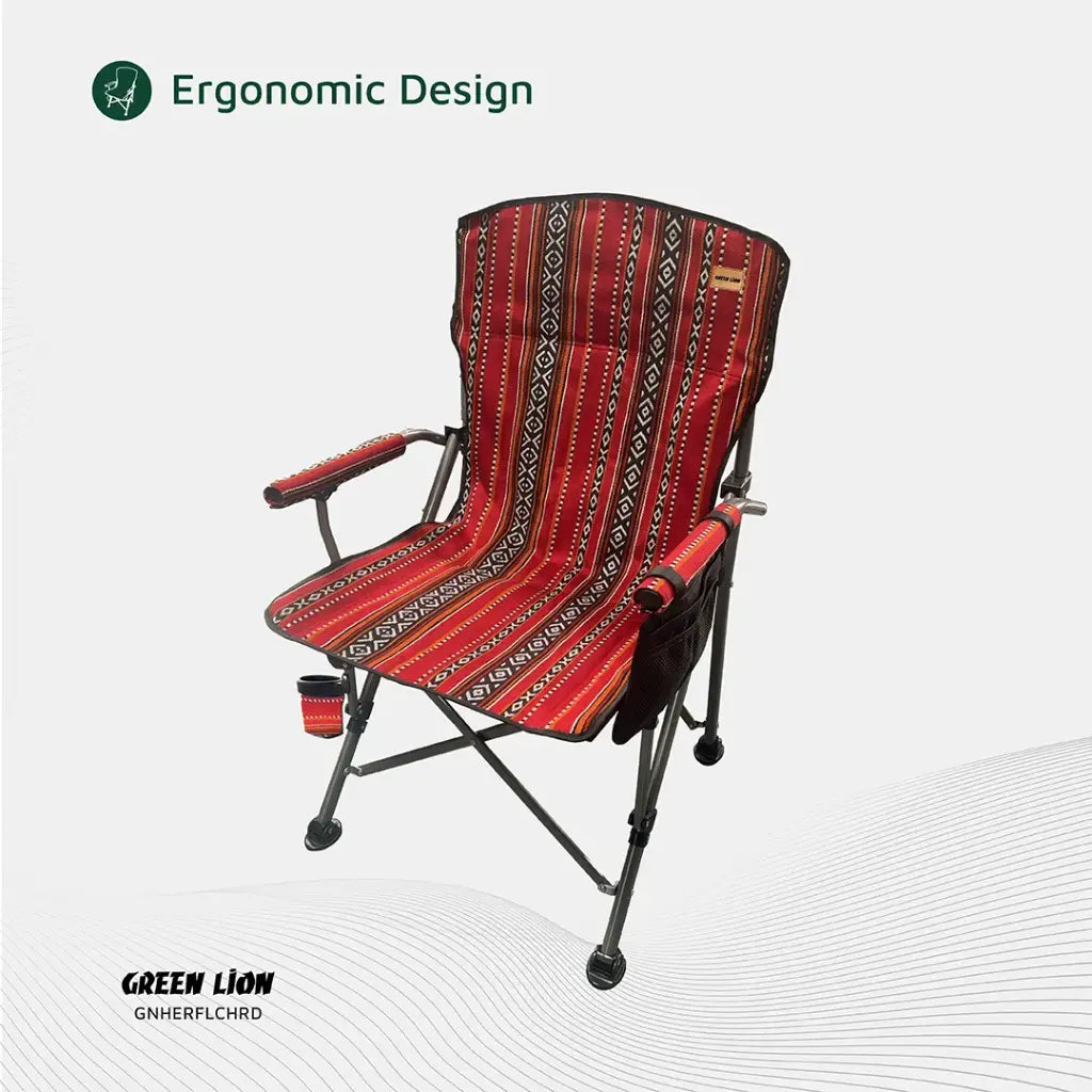 Green Lion Heritage Foldable Camping Chair - Red