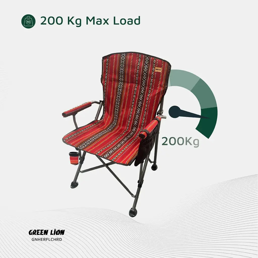 Green Lion Heritage Foldable Camping Chair - Red Green Lion Heritage Foldable Camping Chair - Red