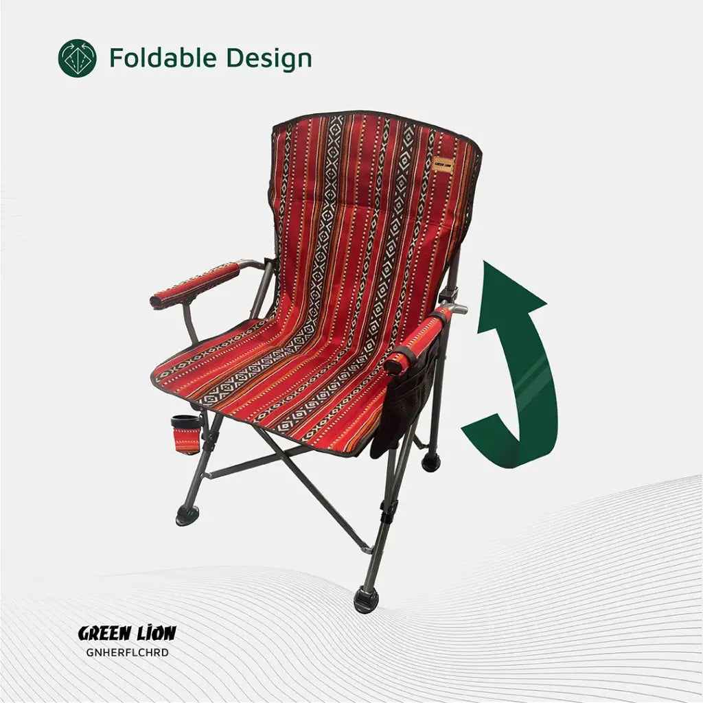 Green Lion Heritage Foldable Camping Chair - Red