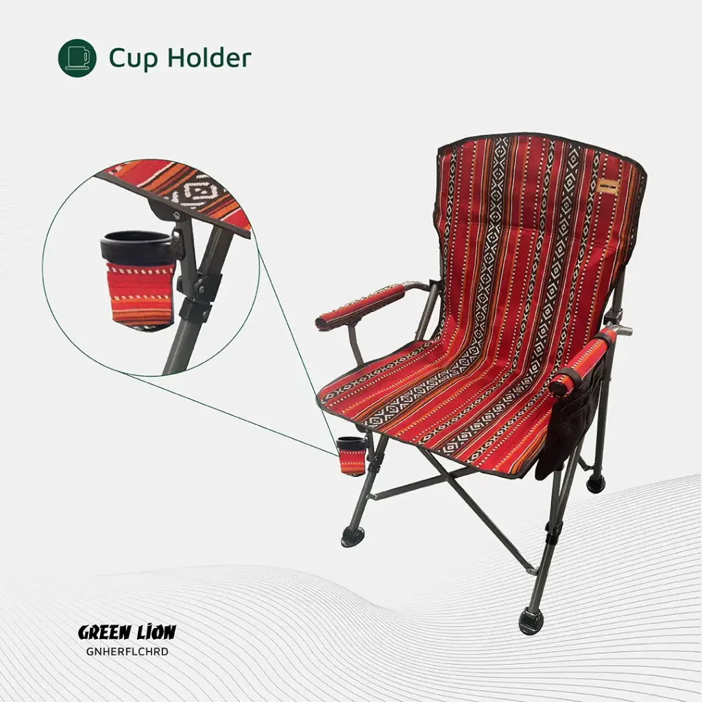 Green Lion Heritage Foldable Camping Chair - Red
