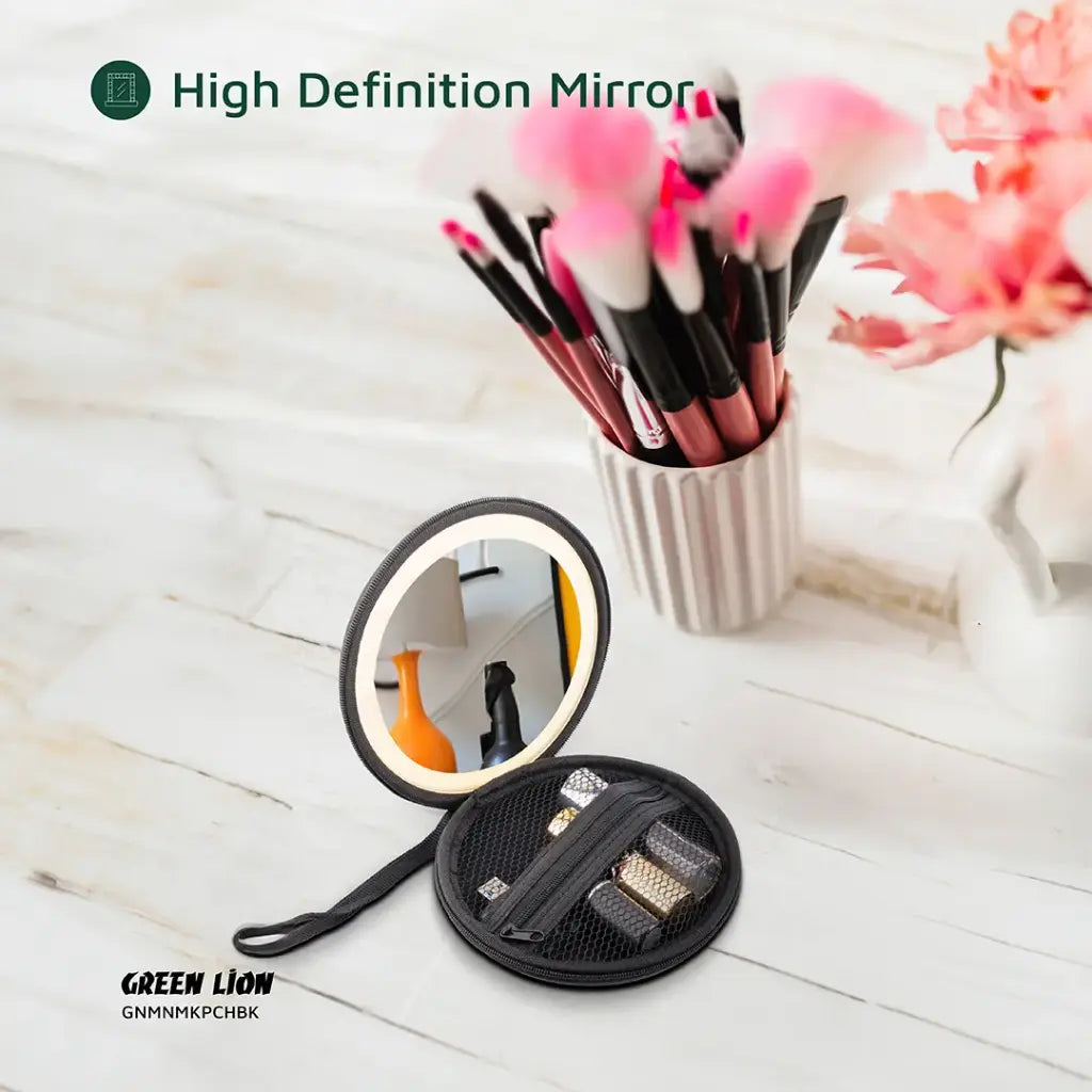 Green Lion Mini Makeup Pouch - Black