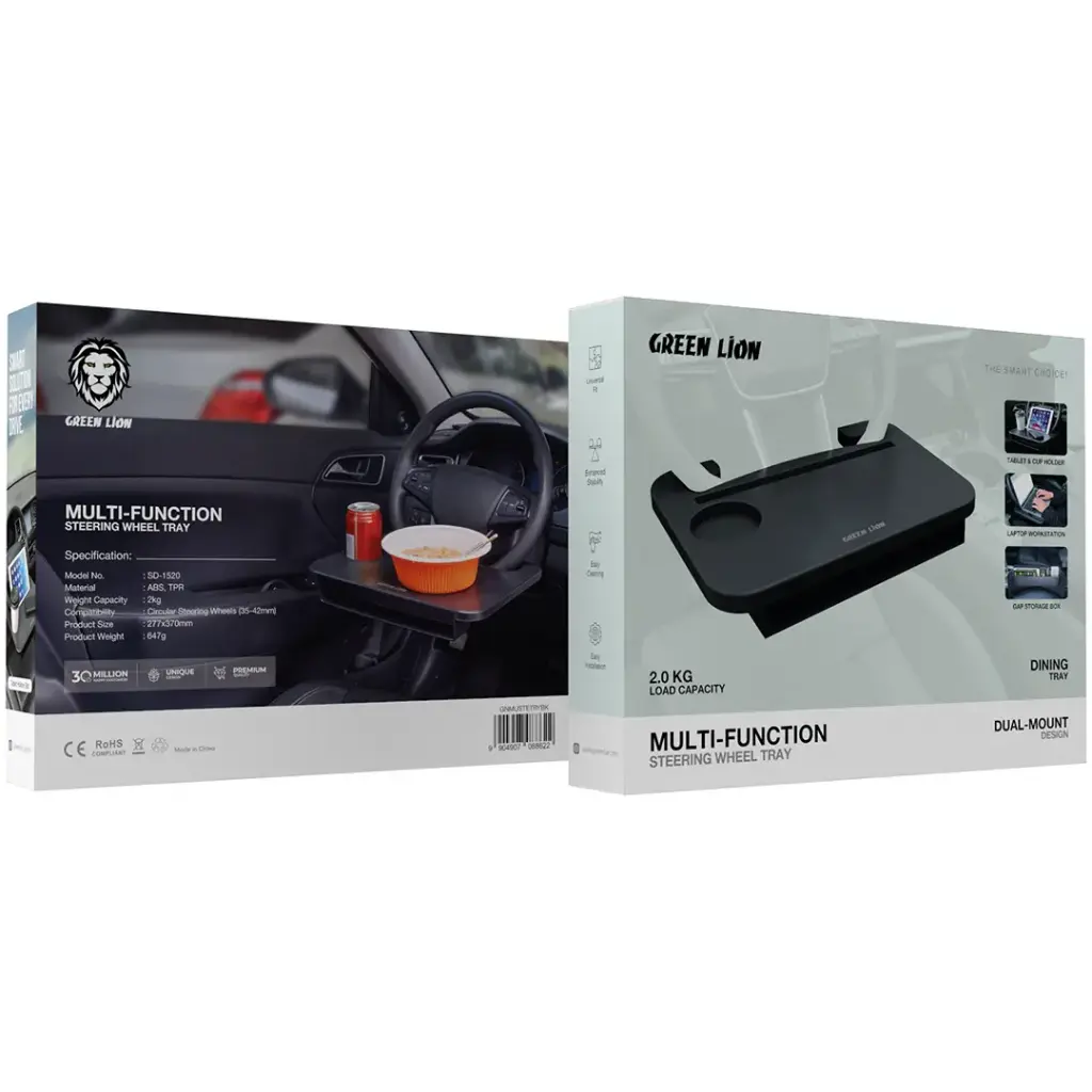 Green Lion Multi-Function Steering Wheel Tray - Black