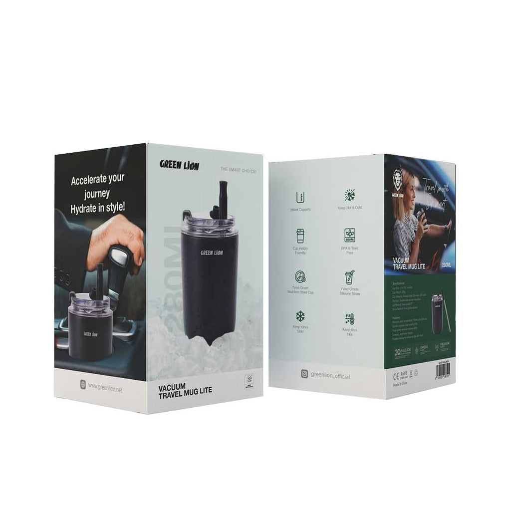 Green Lion Vacuum Travel Mug Lite 280ml | Black