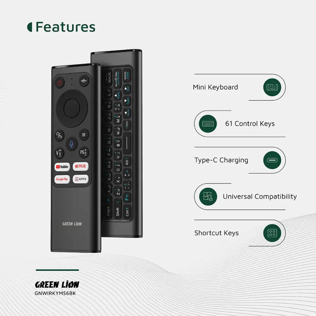 Green Lion Wireless Remote Pro with Keyboard and Mouse - Black Green Lion Wireless Remote Pro with Keyboard and Mouse - Black