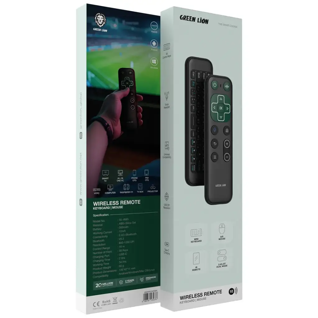 Green Lion Wireless Remote with Keyboard and Mouse - Black