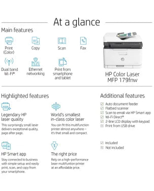 HP Color Laser MFP 179fnw Multi Function Wireless Printer