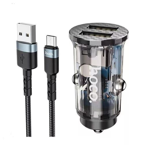 Hoco DZ3 Car Charger Set 2USB 2.4A Car Charger Set With Type C Cable
