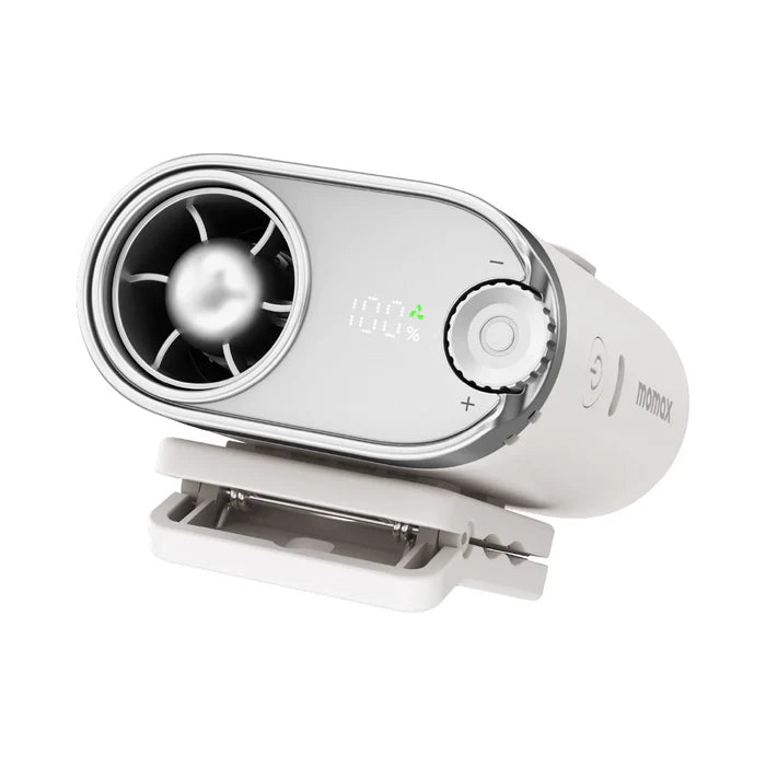 Momax 1°Go Clip High-Speed Waist-Clip Mini Fan - White