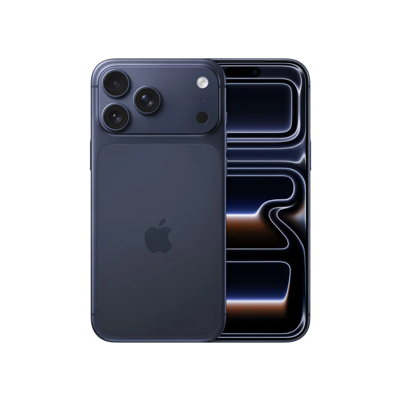 Apple iPhone 17 Pro Max 512GB Deep Blue with titanium design and Pro camera system, available in Qatar.