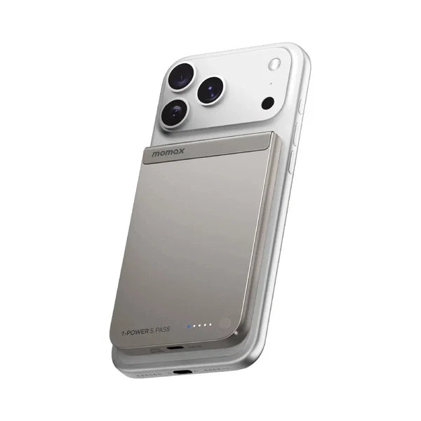 Momax 1-Power S.Pass 5000mAh Qi2 Magnetic Wireless Power Bank - Grey