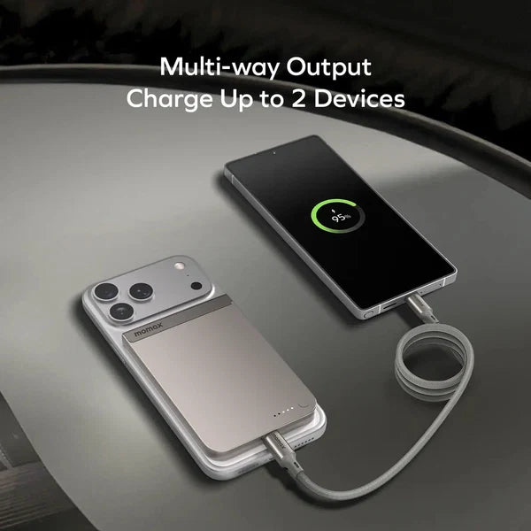 Momax 1-Power S.Pass 5000mAh Qi2 Magnetic Wireless Power Bank - Grey