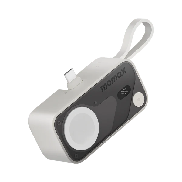 Momax 1-Power X Pro Mini+ 5000mAh Power Bank with Apple Watch Fast Charger - White Momax 1-Power X Pro Mini+ 5000mAh Power Bank with Apple Watch Fast Charger - White