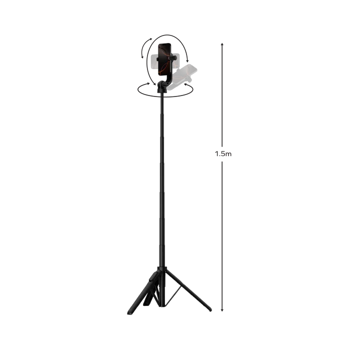 MOMAX 1-Snap Pole Magnetic Tripod Selfie Stick with Wireless Remote