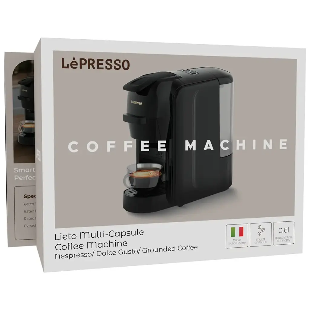 LePresso Lieto 3-in-1 Multi-Capsule Coffee Machine 0.6L 1450W | Black
