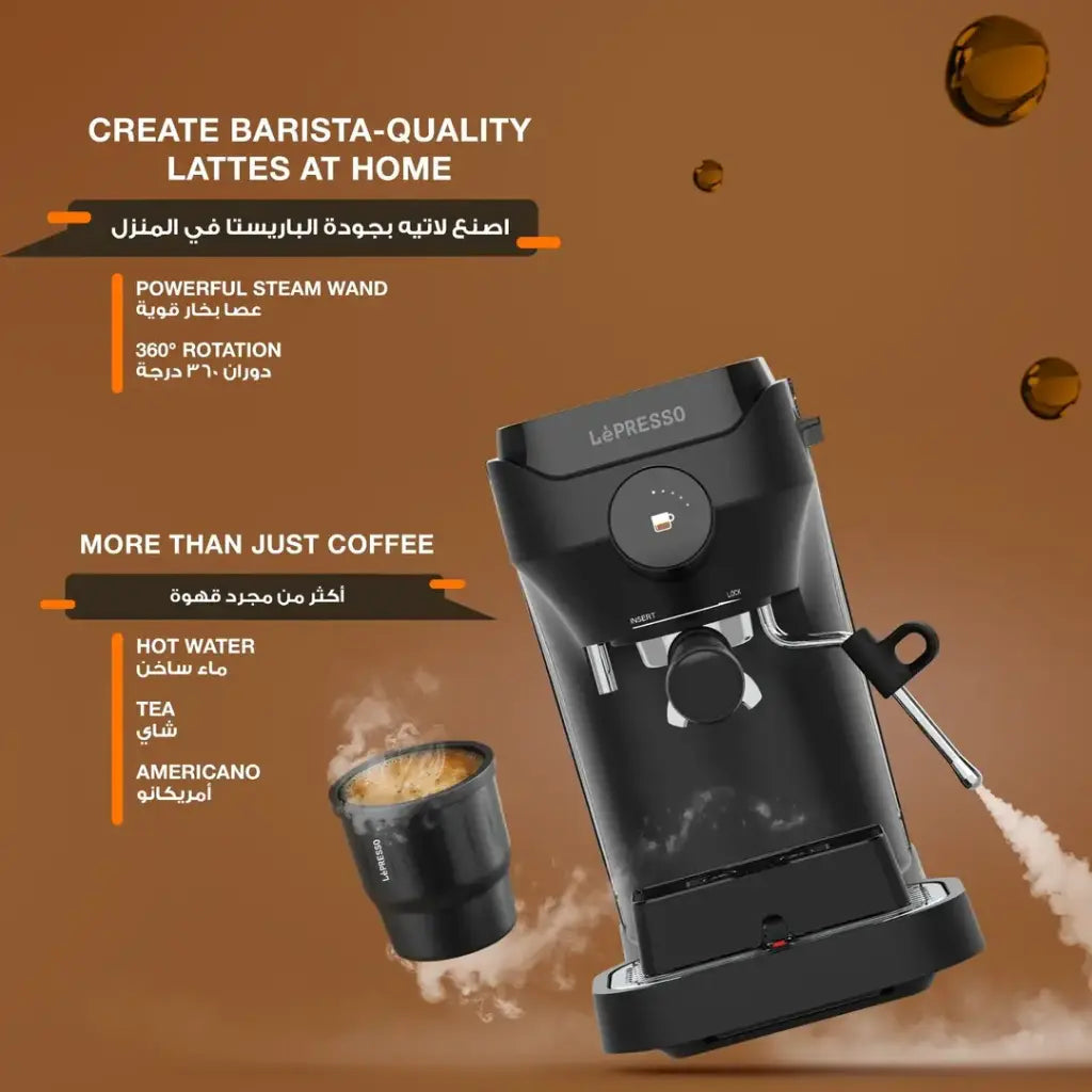 LePresso LuceNero 19-Bar Coffee Machine with LCD Screen | Black