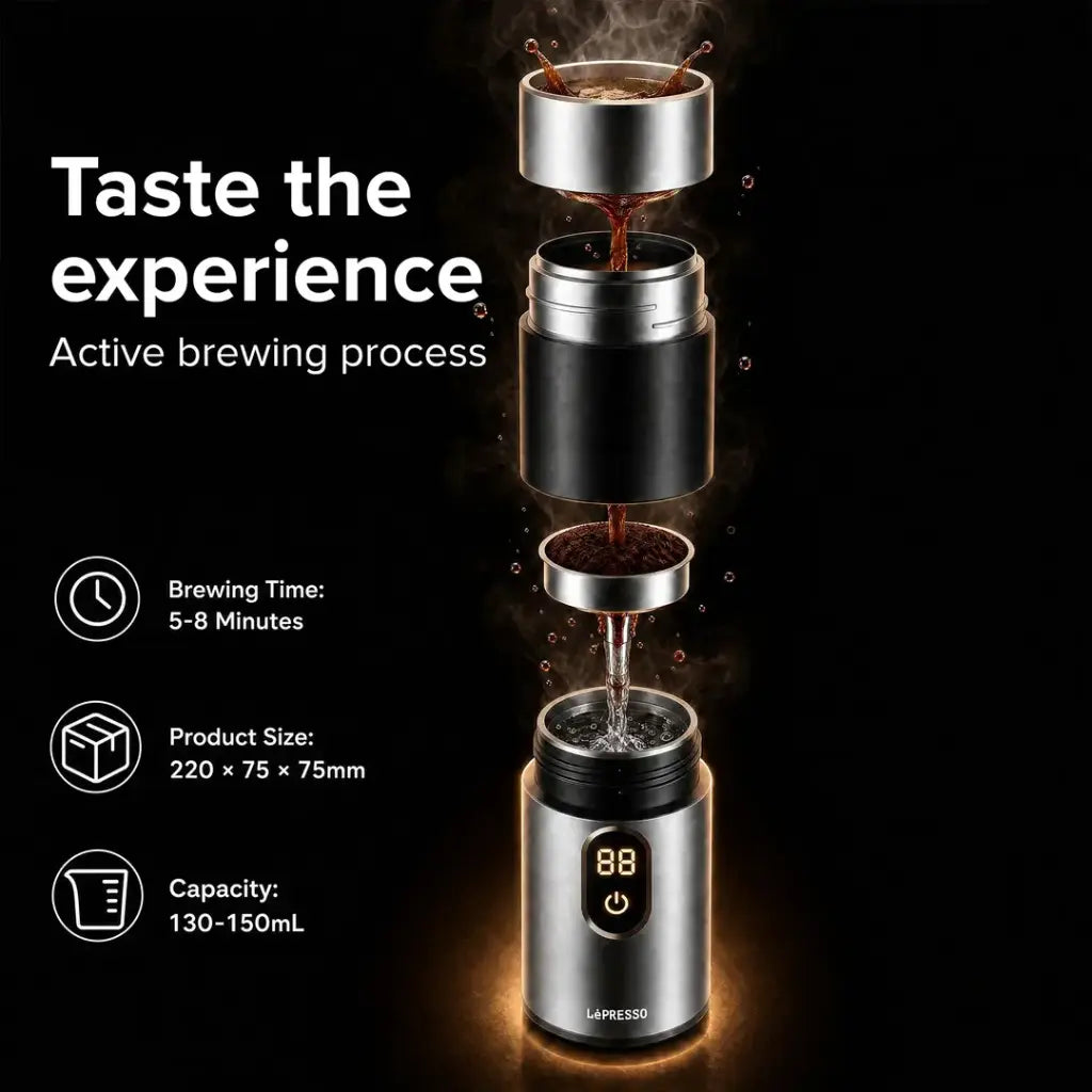 LePresso MokaRise Electric Moka Maker with Car & Home Power | Silver