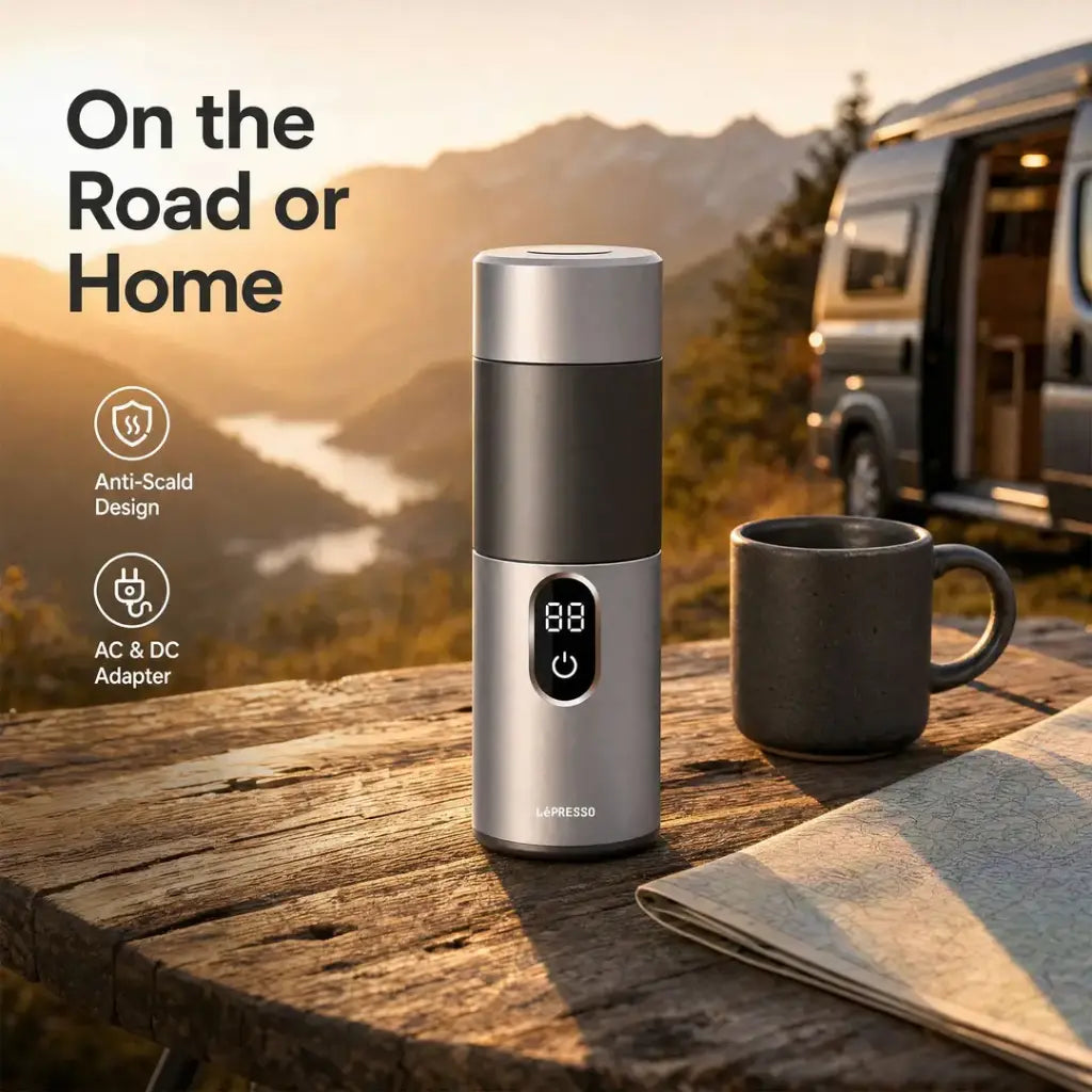 LePresso MokaRise Electric Moka Maker with Car & Home Power | Silver