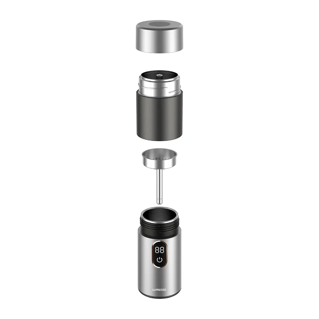 LePresso MokaRise Electric Moka Maker with Car & Home Power | Silver