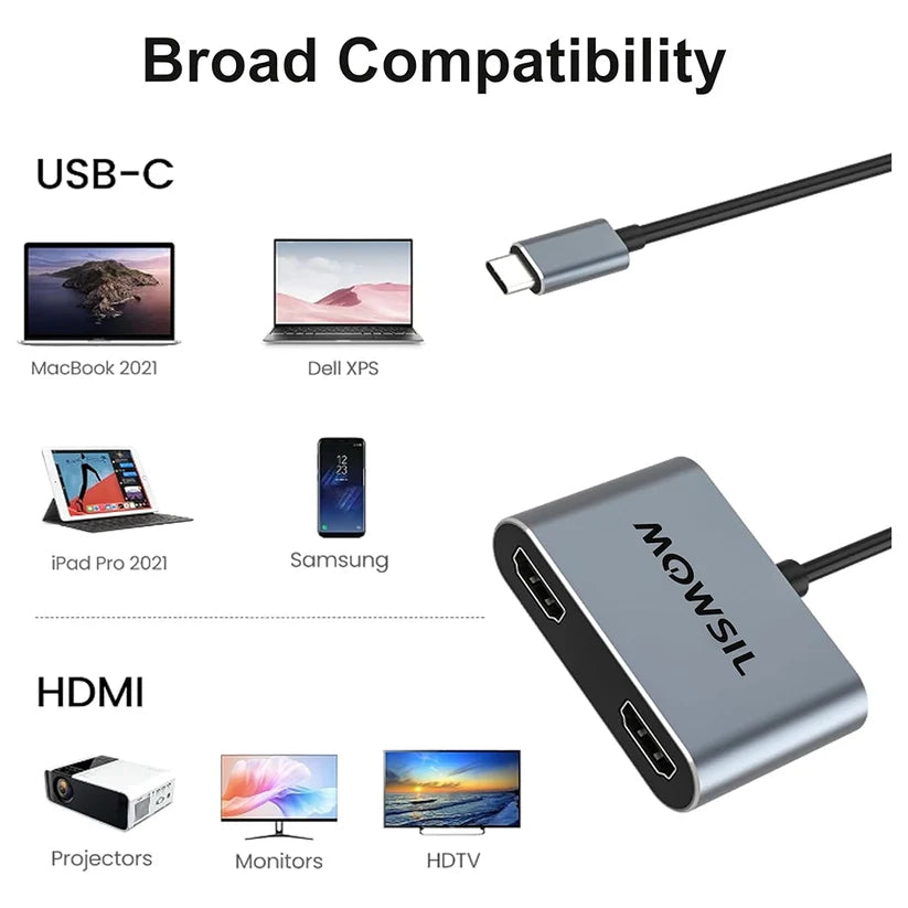 Mowsil USB-C Dual HDMI Converter