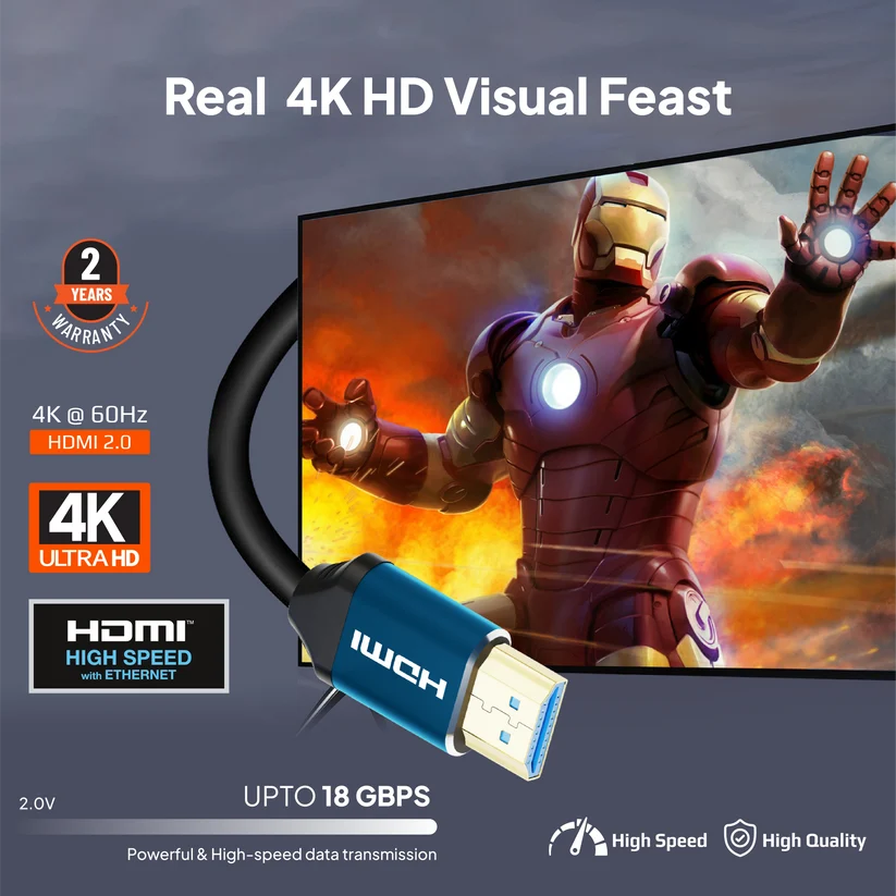 Mowsil HDMI 2.0 Cable 4K@60Hz 18Gbps HDR10 Dolby Vision ARC eARC VRR Gold-Plated