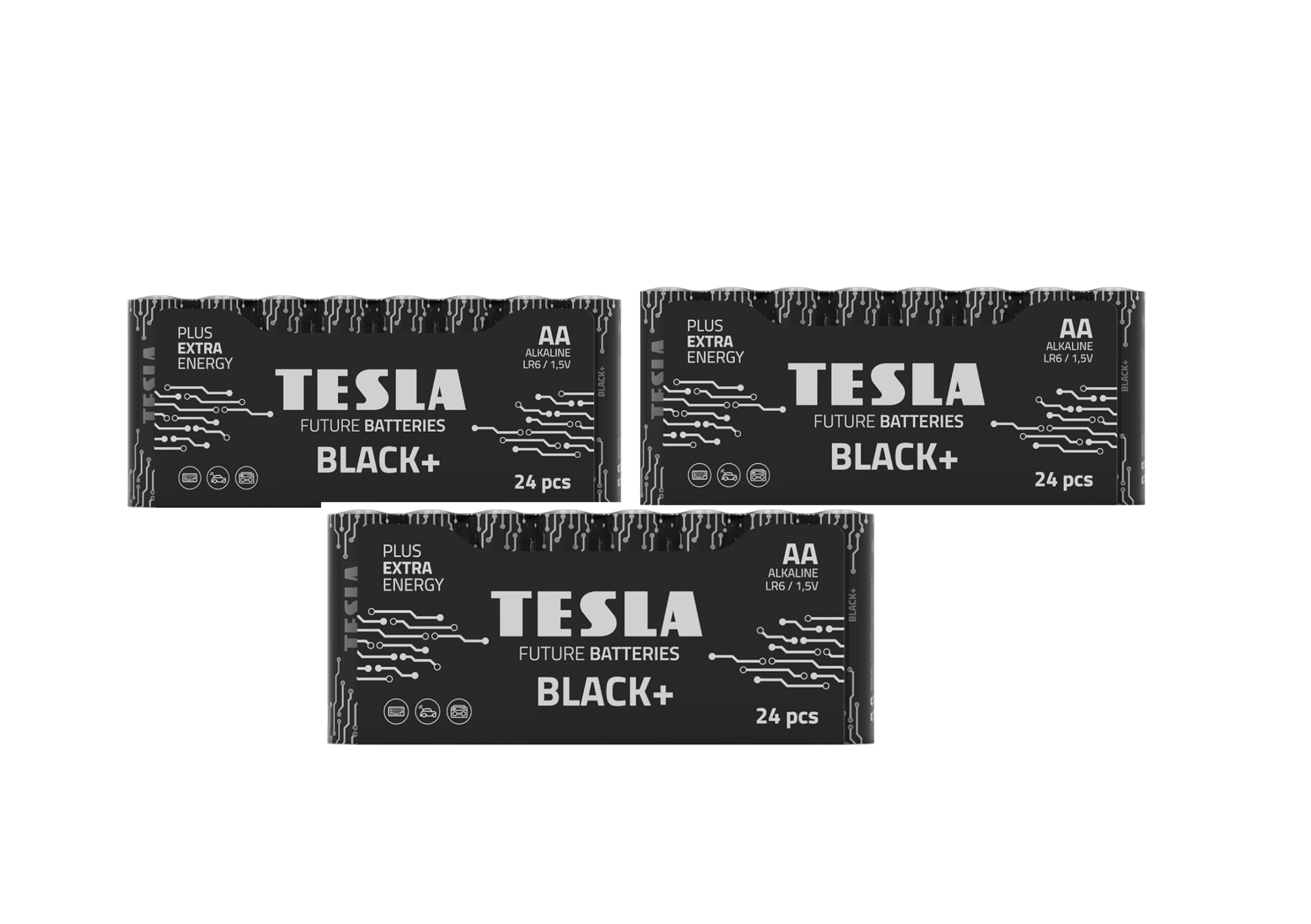 Tesla Battery AA Black+ LR6 1.5V 24 pcs Buy 2 Packs Get 1 Free