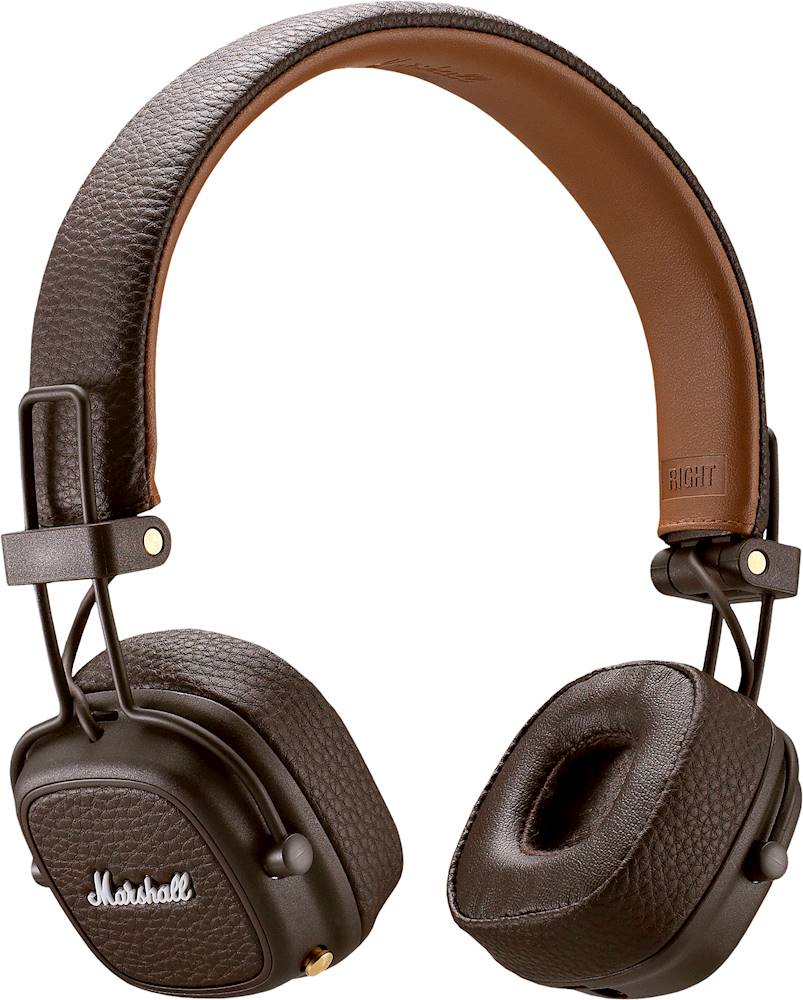 Marshall Major IV Wireless Bluetooth Headphones – Brown – foldable retro design, 80‑h battery, available in Doha, Qatar.