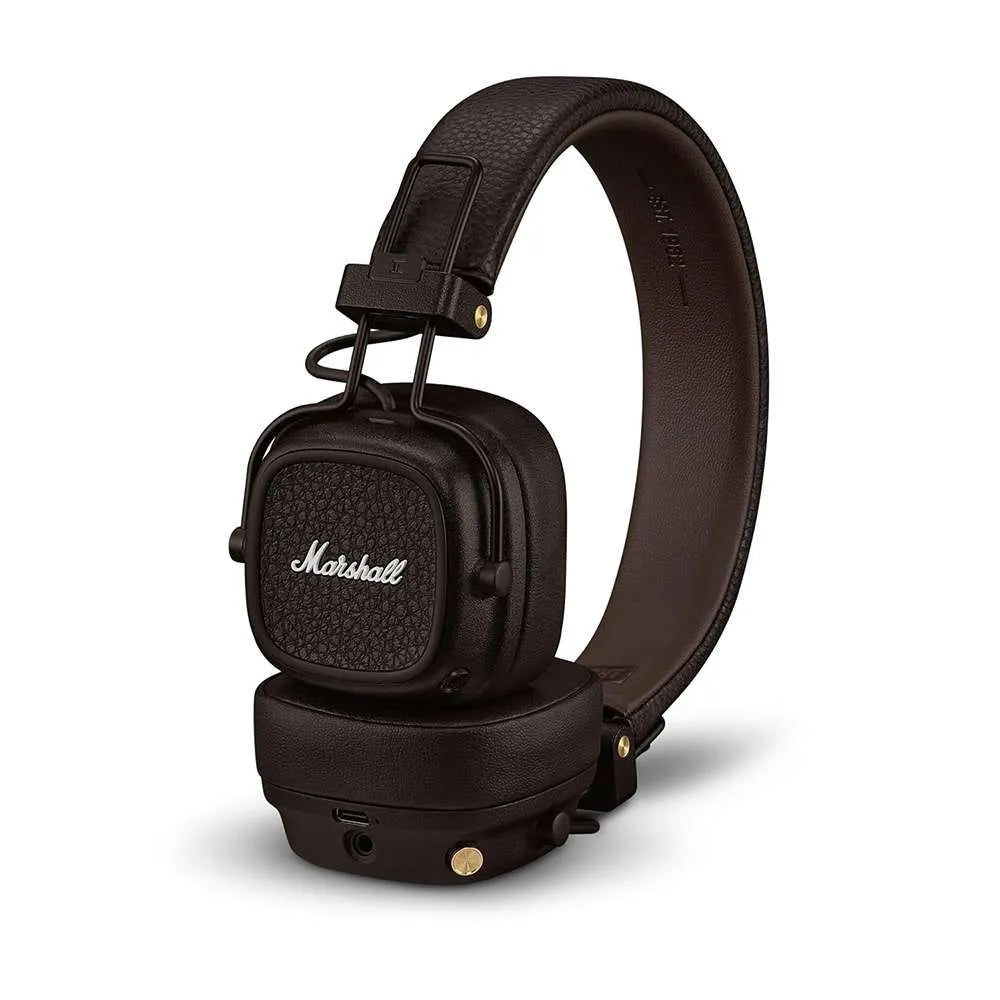 Marshall MAJOR V Wireless Headphones in Brown – long battery life, Bluetooth 5.3, retro foldable design, available in Doha, Qatar.

