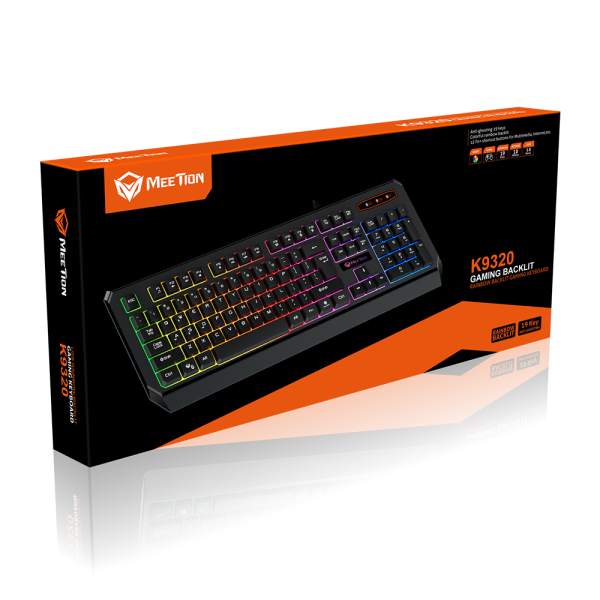 Meetion MT-K9320 Waterproof Backlit Gaming Keyboard for gamers in Qatar – durable and stylish design.