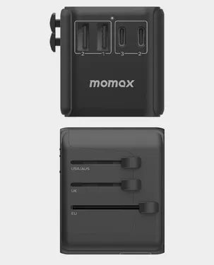 Momax 1-World Travel Charger / PD Fast Charging / 35W / 3 USB-C ports and 2 USB A ports - Titanium