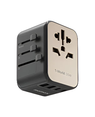 Momax 1-World Travel Charger / PD Fast Charging / 35W / 3 USB-C ports and 2 USB A ports - Titanium Momax 1-World Travel Charger / PD Fast Charging / 35W / 3 USB-C ports and 2 USB A ports - Titanium