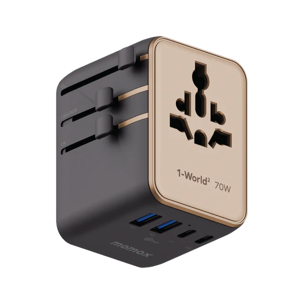Momax 1-World² GaN 70W 5-Port USB-C AC Travel Adaptor - Desert Titanium Momax 1-World² GaN 70W 5-Port USB-C AC Travel Adaptor - Desert Titanium