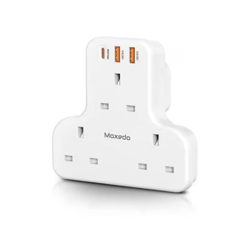 Moxedo 6 in 1 UK-Plug Power Extension PE033 Adapter with 2 USB-A Ports and 20W USB TYPE-C PD 3.0 Fast Charging, 3 Way Electrical Extender Outlet For Home, School and Office