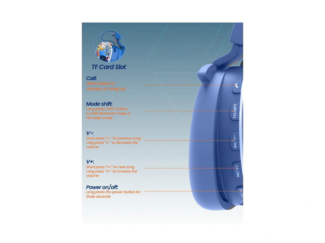 Moxedo Junior Tiger Wireless On-Ear Headphones for Kids - Blue Moxedo Junior Tiger Wireless On-Ear Headphones for Kids - Blue