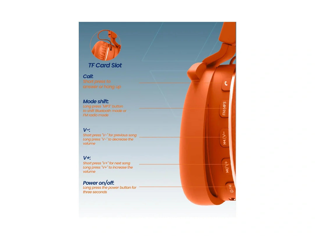 Moxedo Junior Dilla Wireless On-Ear Headphones for Kids - Orange