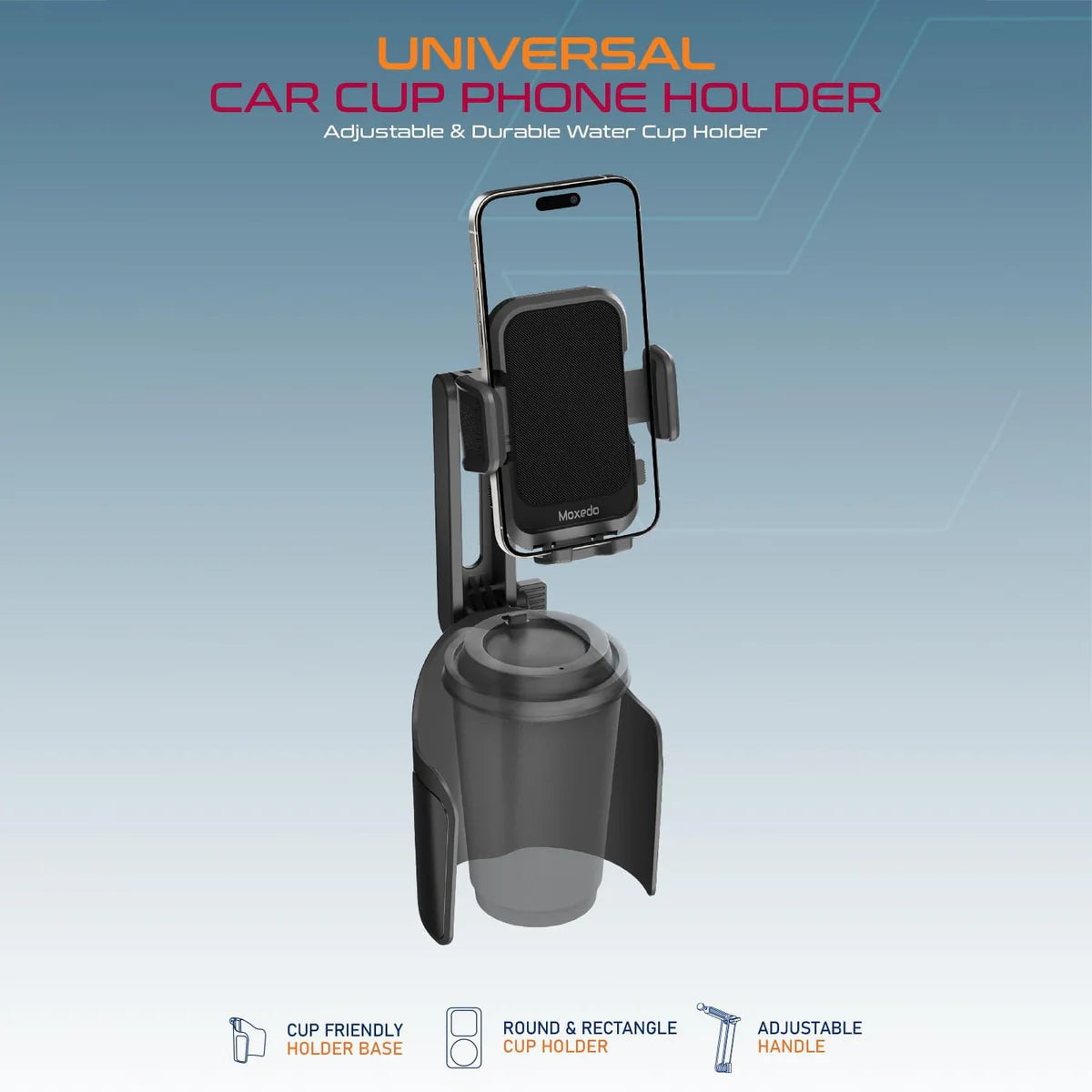 Moxedo Cup-Holder Car Phone Mount One Touch Lock Mobile Phone Stand (MX-CM076) - Black Moxedo Cup-Holder Car Phone Mount One Touch Lock Mobile Phone Stand (MX-CM076) - Black