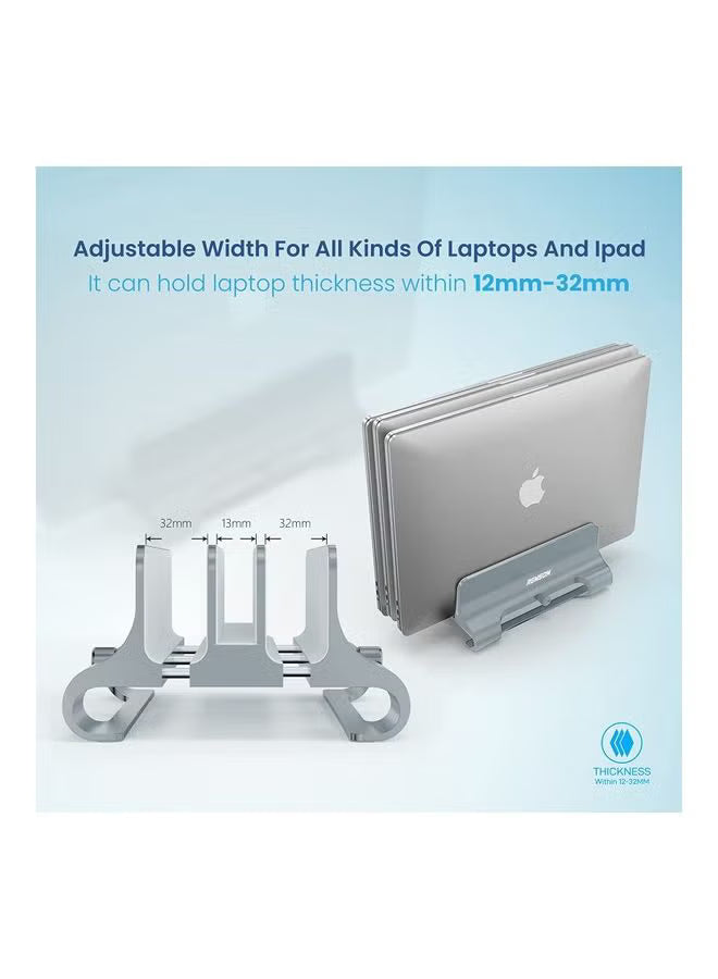 Remson Vertical Laptop Stand for Desk Aluminum Alloy 3-Slot Tablet & Laptop Holder - Silver Remson Vertical Laptop Stand for Desk Aluminum Alloy 3-Slot Tablet & Laptop Holder - Silver